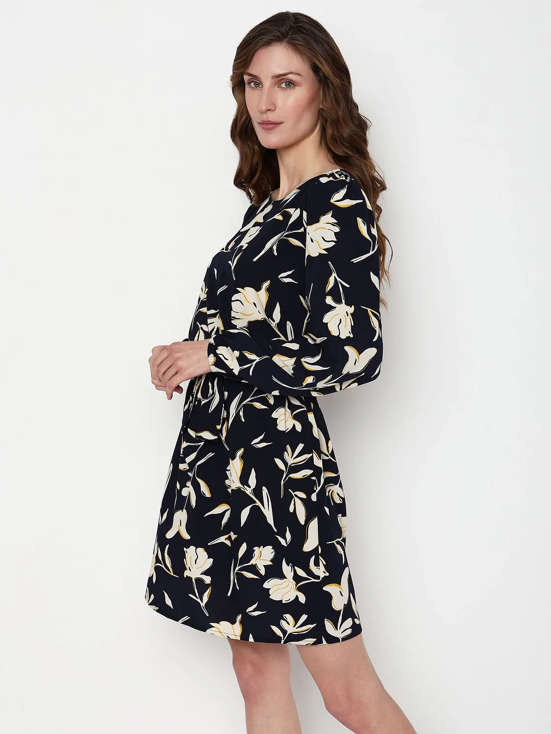 Navy Blue Floral Shift Dress - Image 3