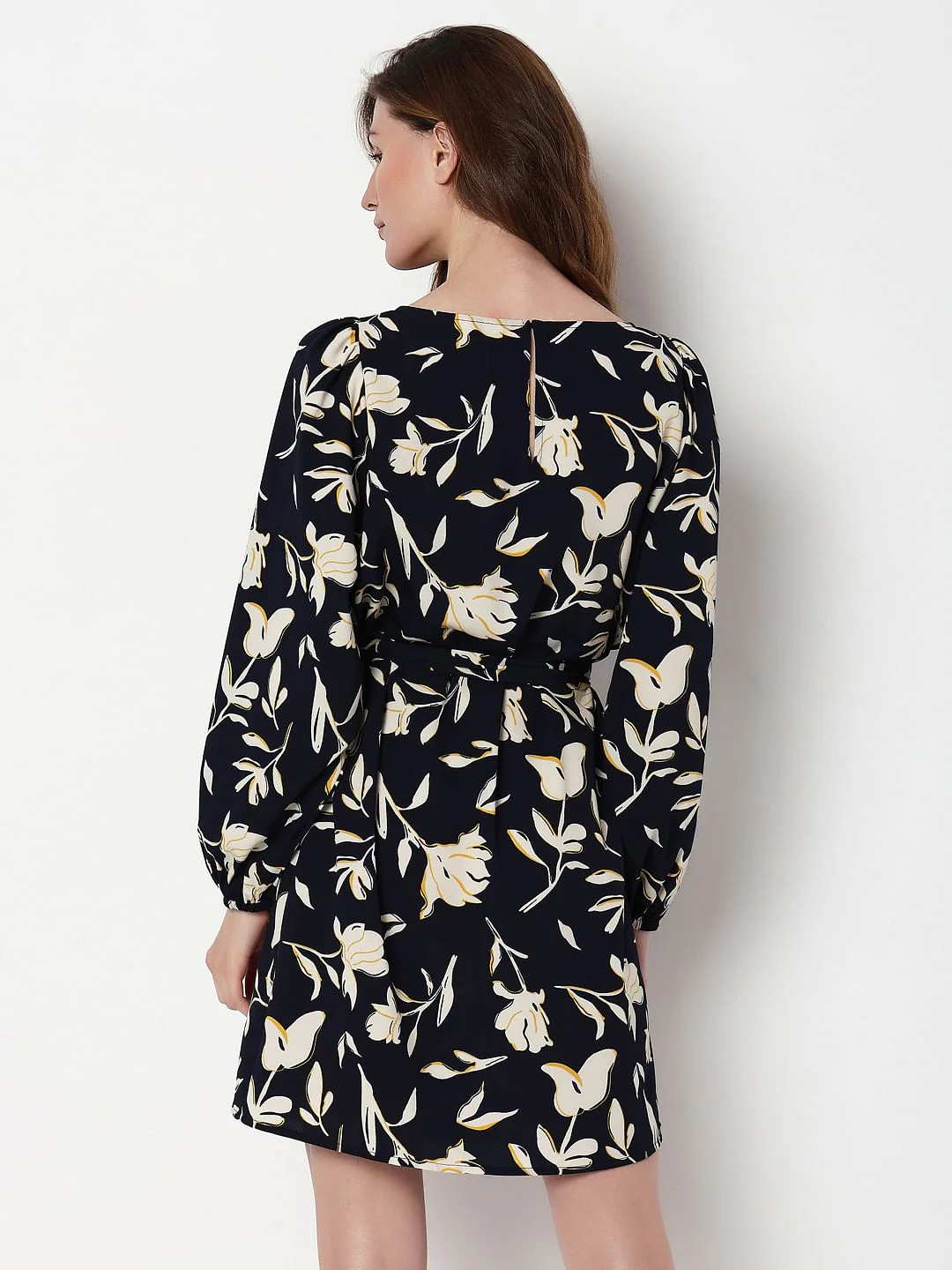 Navy Blue Floral Shift Dress - Image 4