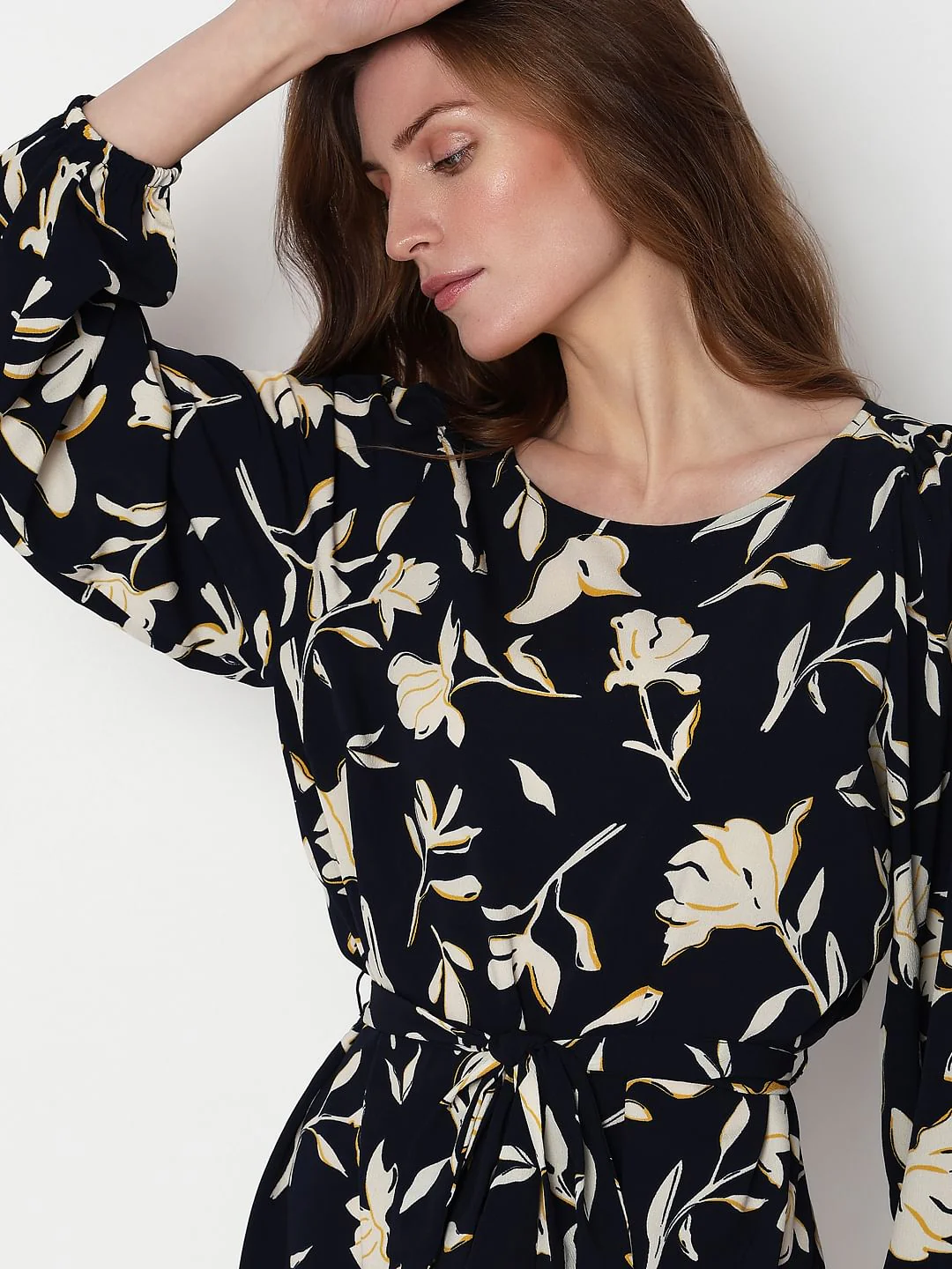 Navy Blue Floral Shift Dress - Image 6