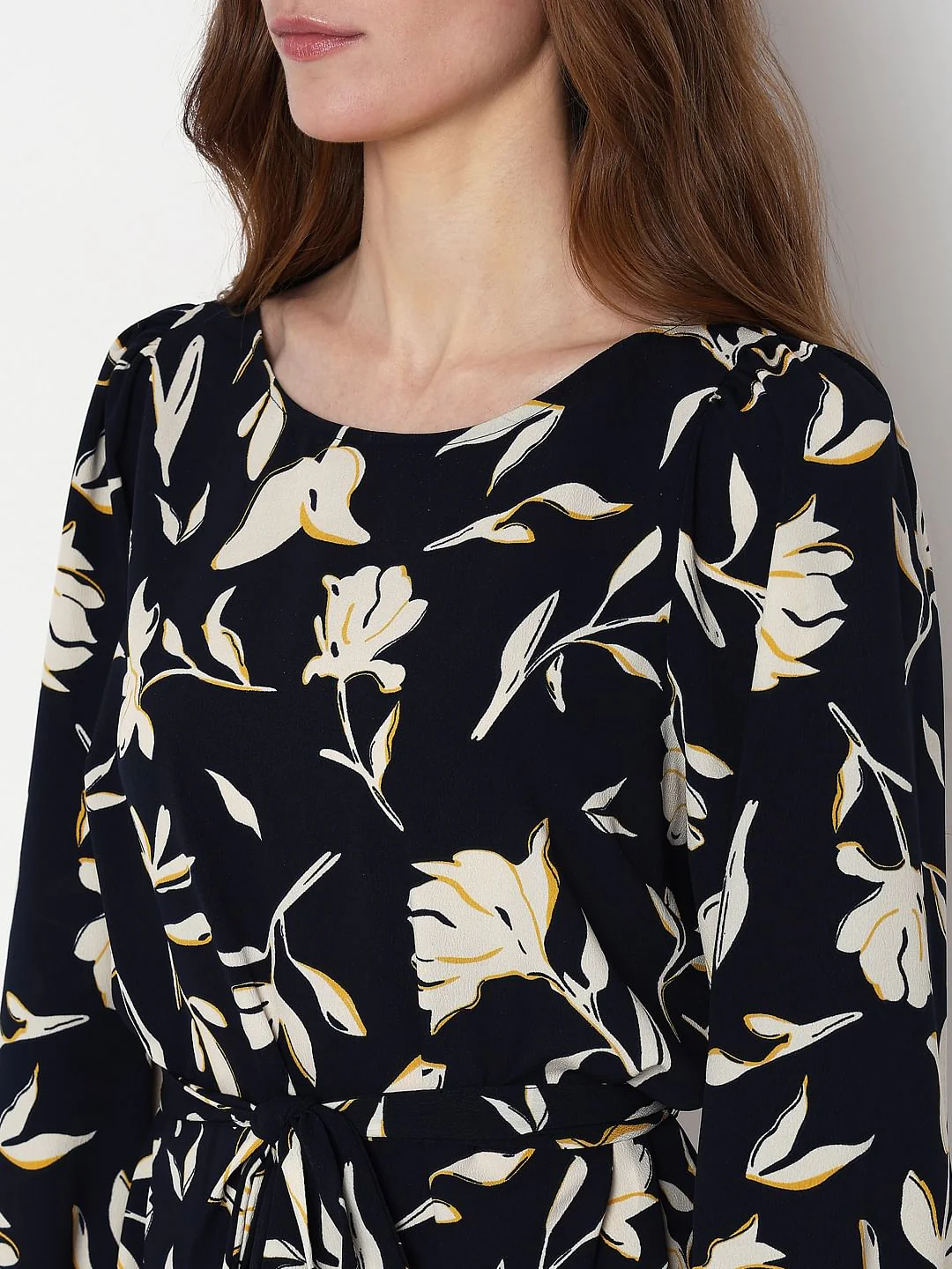 Navy Blue Floral Shift Dress - Image 8