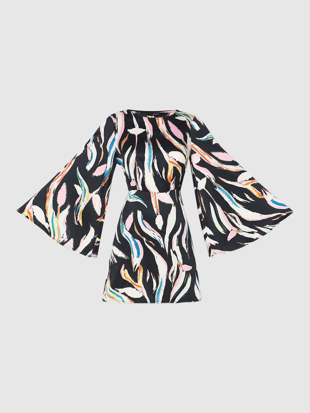 Black Satin Printed Shift Dress - Image 7
