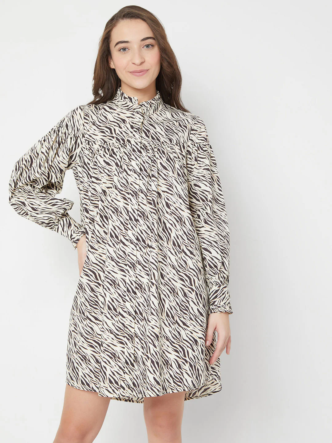 Beige Animal Print Shift Dress - Image 2