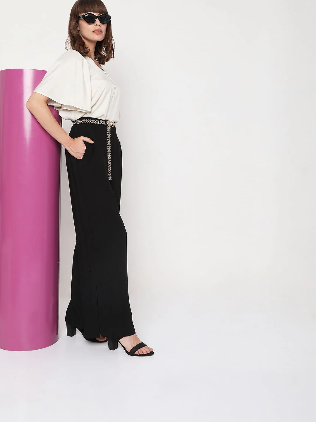 Beige Flared Sleeves Top
