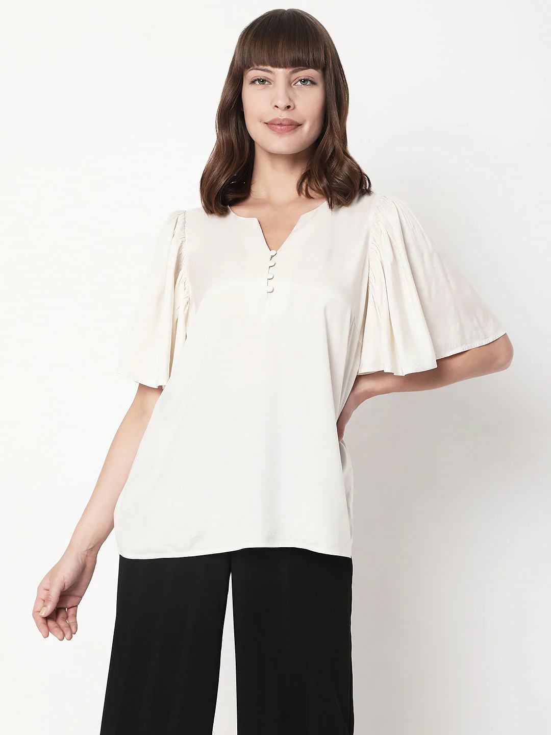 Beige Flared Sleeves Top - Image 2