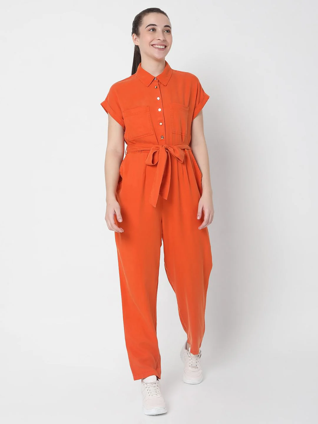 Orange Denim Jumpsuit - Image 2