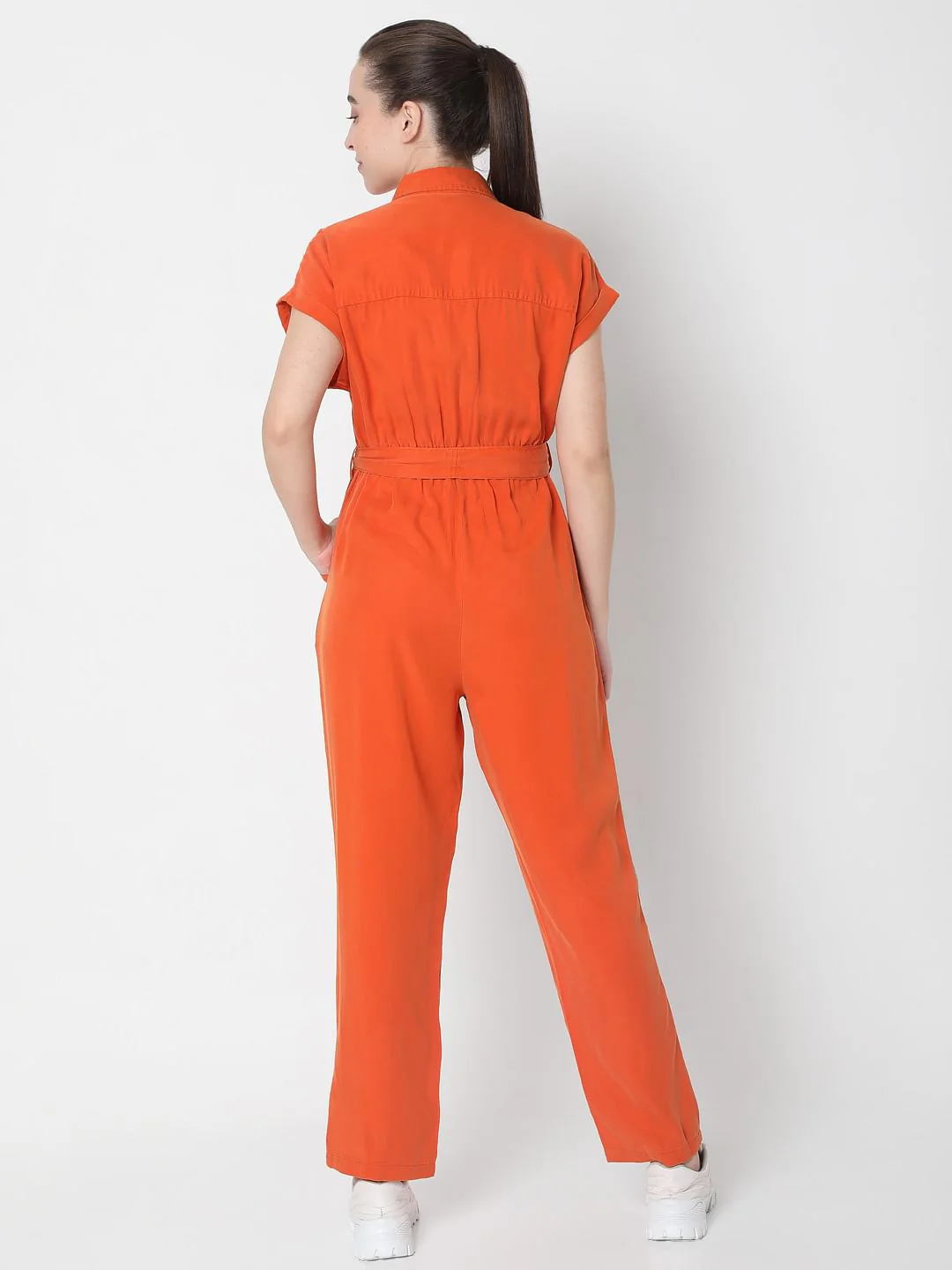 Orange Denim Jumpsuit - Image 4