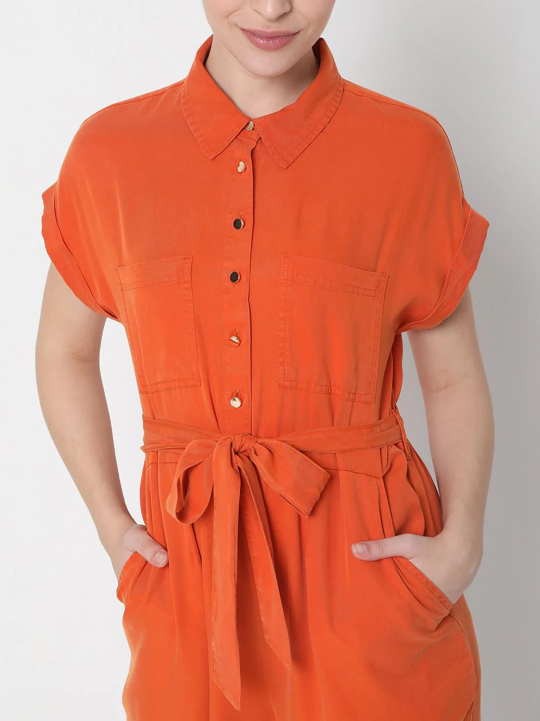 Orange Denim Jumpsuit - Image 5
