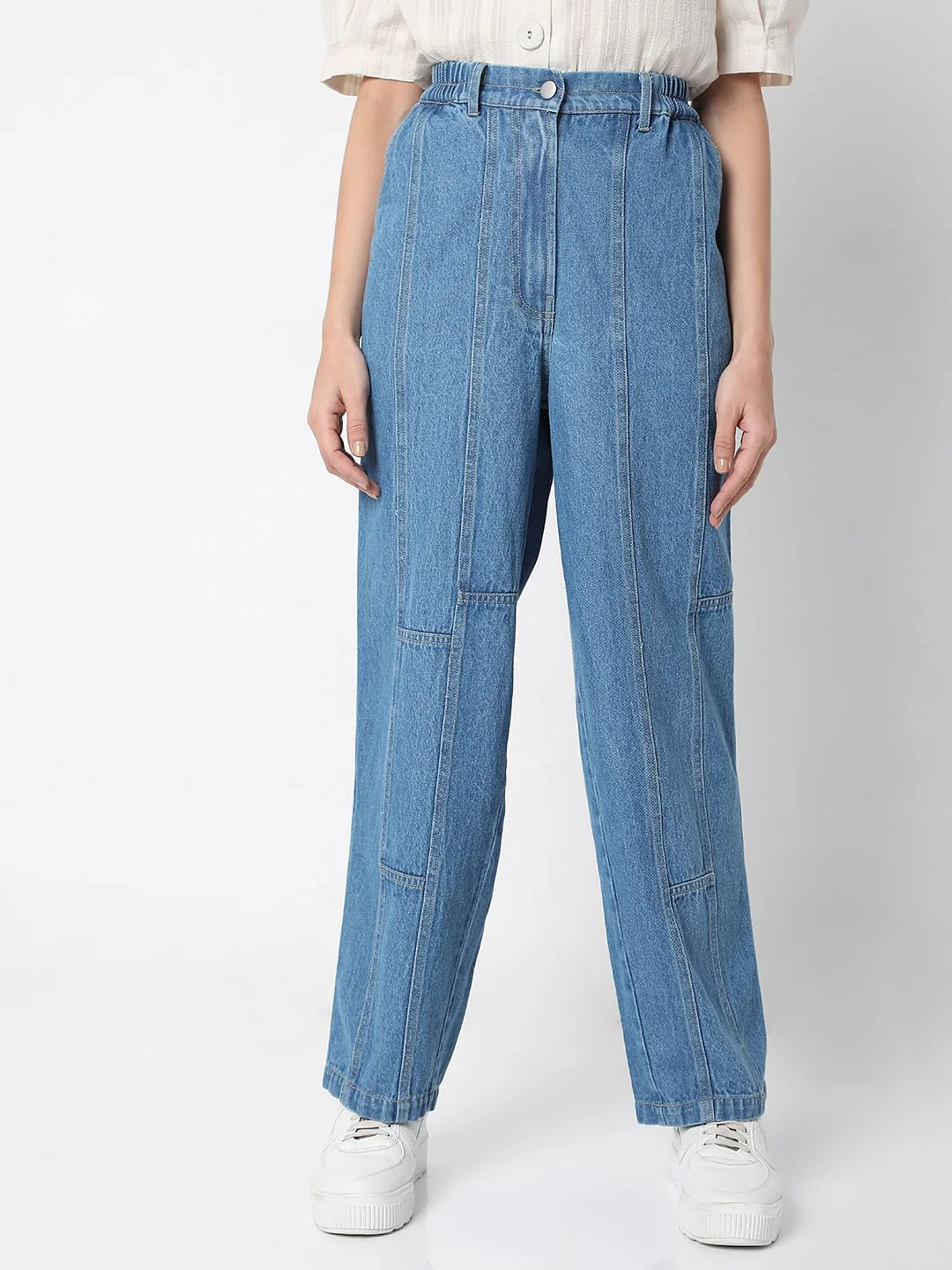 Light Blue High Rise Straight Fit Denim Pants - Image 2