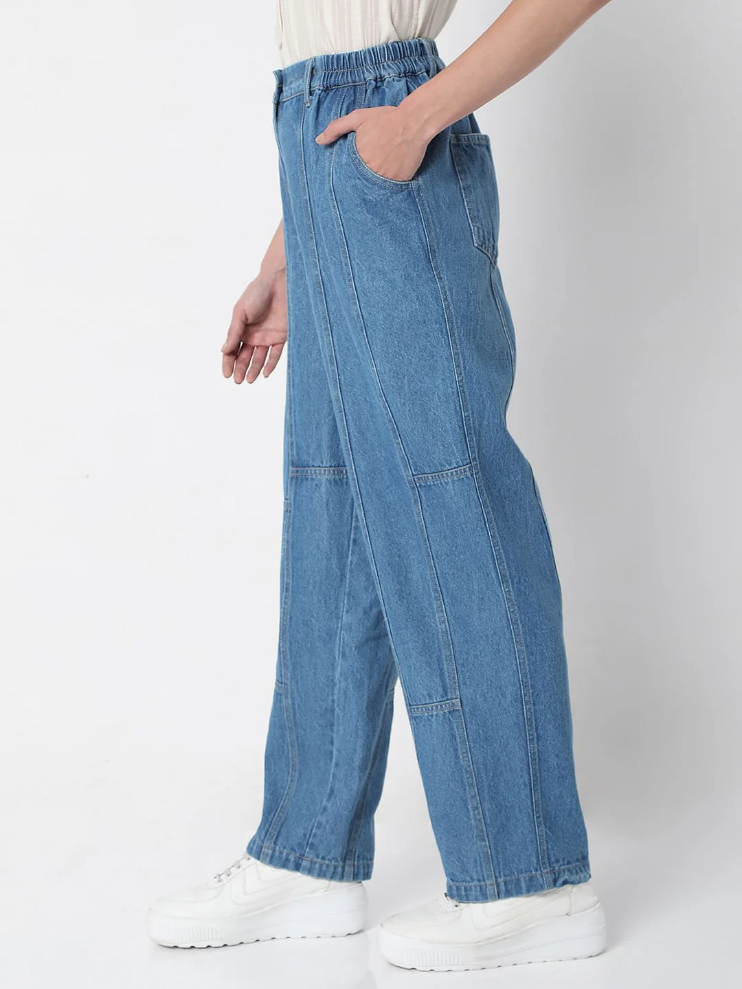 Light Blue High Rise Straight Fit Denim Pants - Image 3