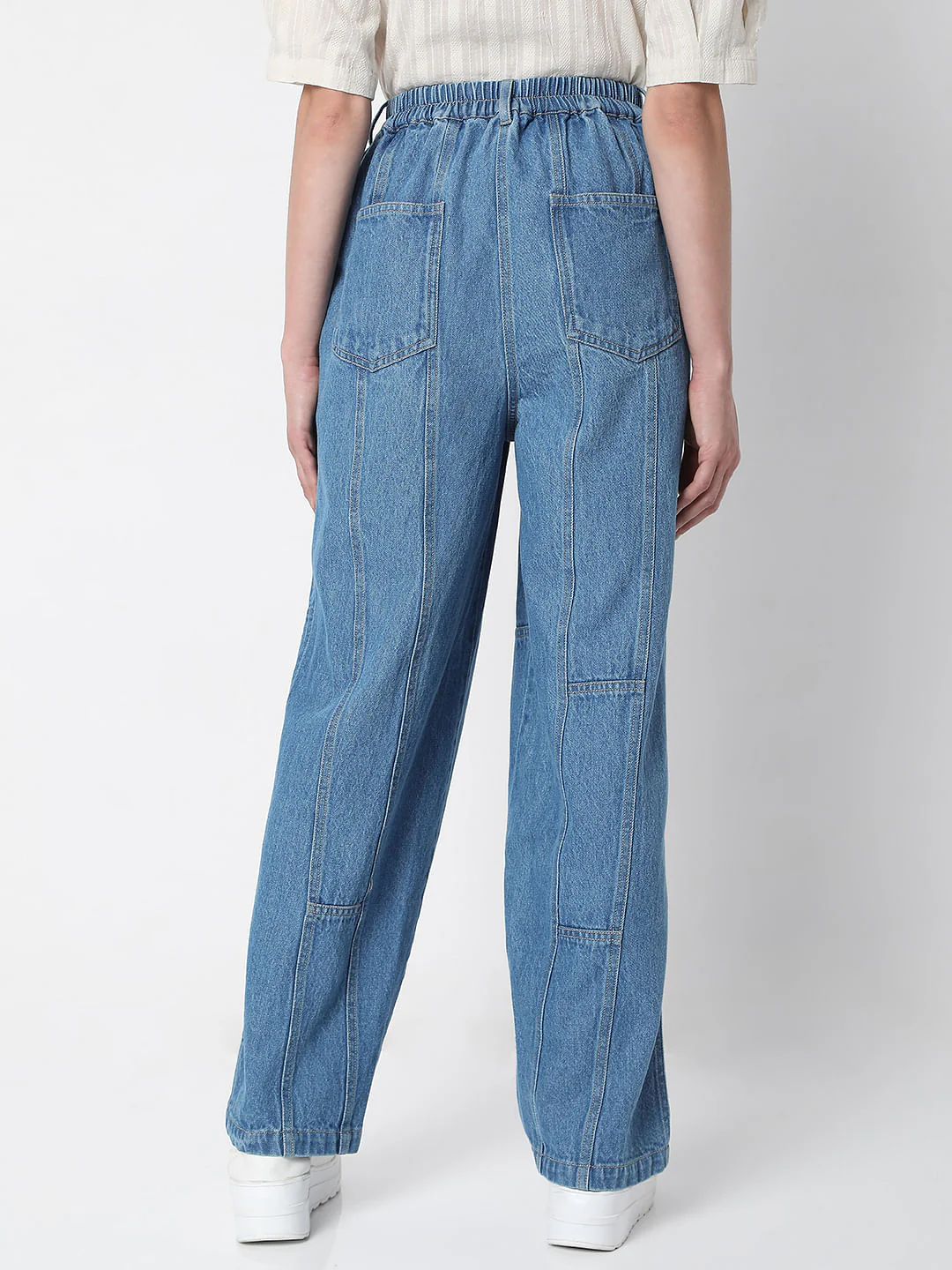 Light Blue High Rise Straight Fit Denim Pants - Image 4