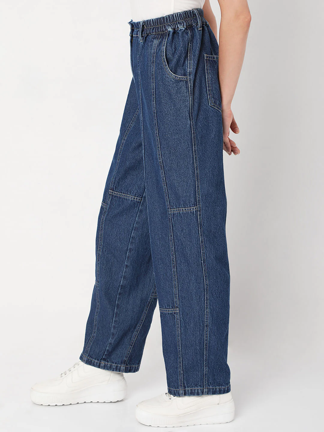 Dark Blue High Rise Straight Fit Denim Pants - Image 3