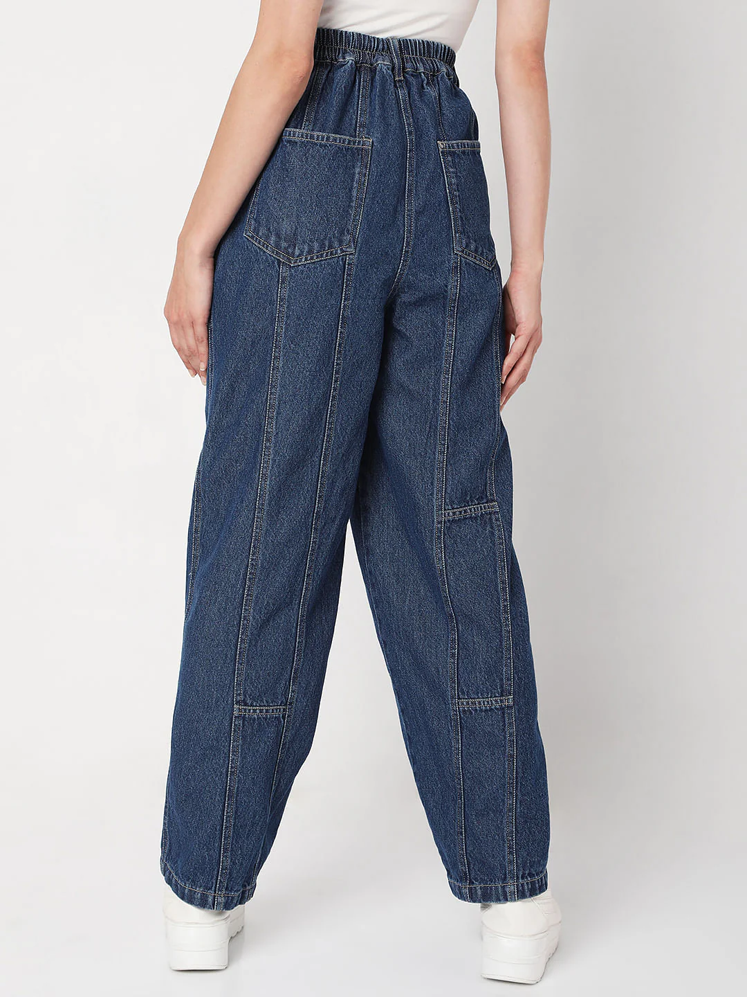Dark Blue High Rise Straight Fit Denim Pants - Image 4