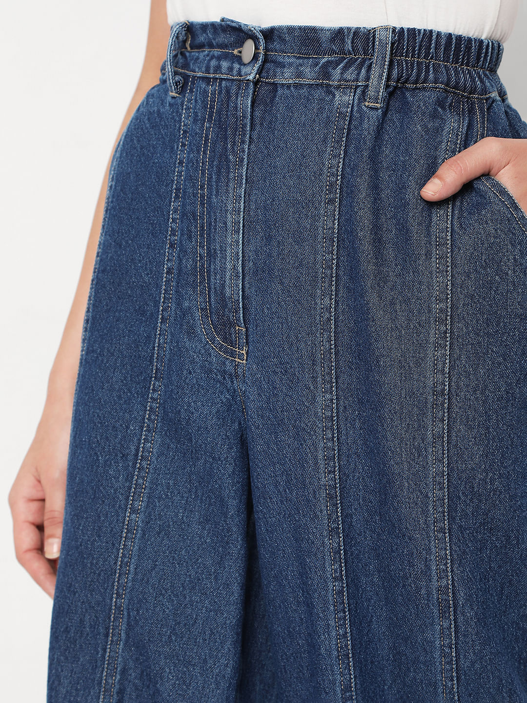 Dark Blue High Rise Straight Fit Denim Pants - Image 5