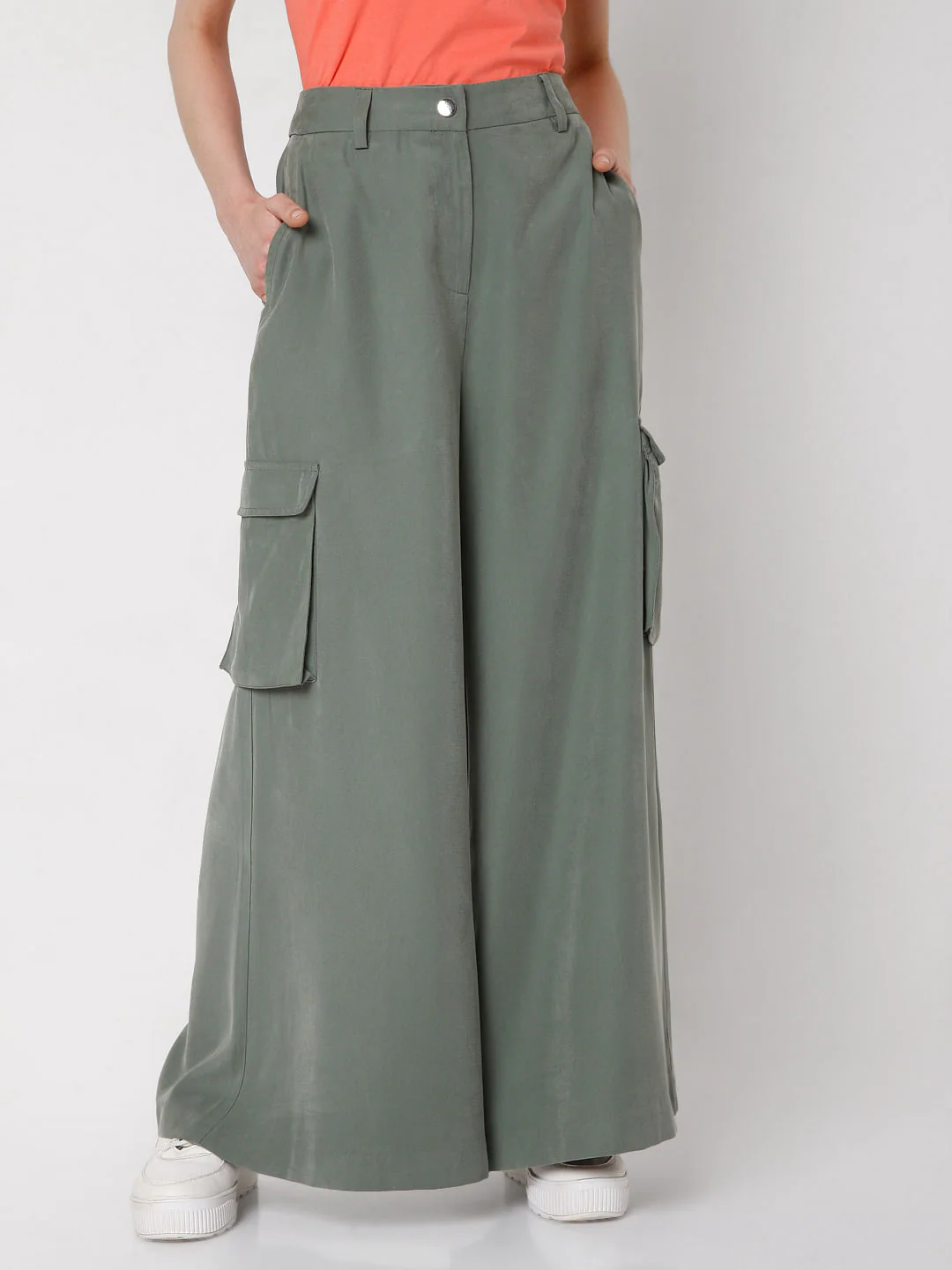 Green Wide Leg Utility Pants - Image 2