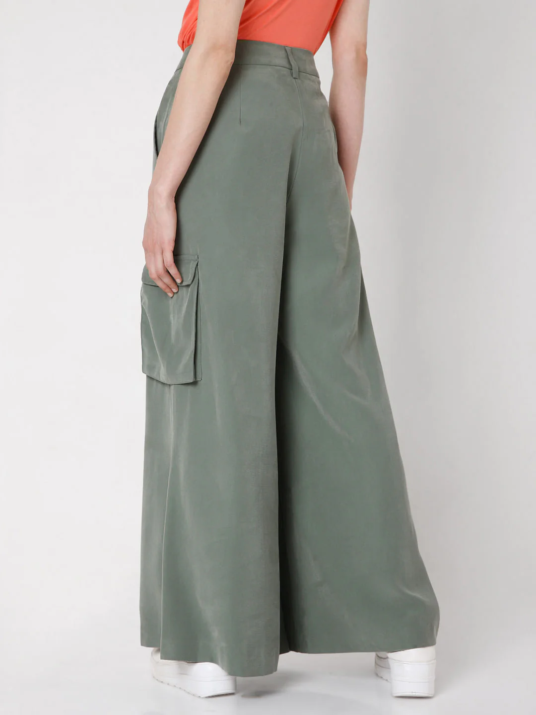 Green Wide Leg Utility Pants - Image 4