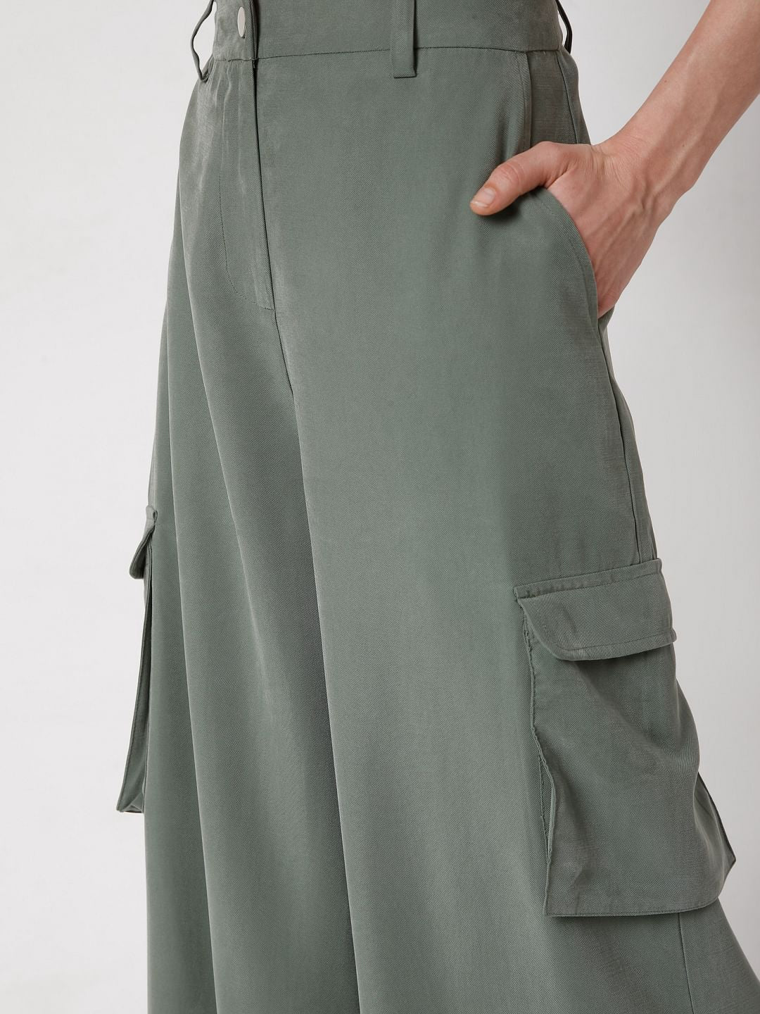 Green Wide Leg Utility Pants - Image 5