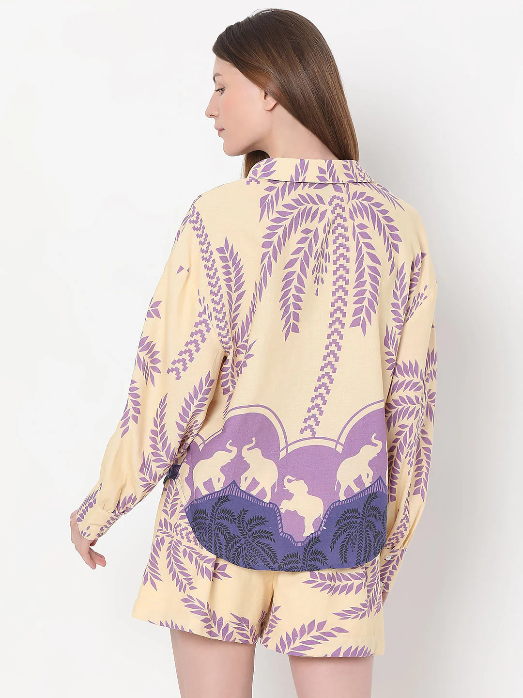 Beige Printed Co-Ord Set Shirt - Image 4