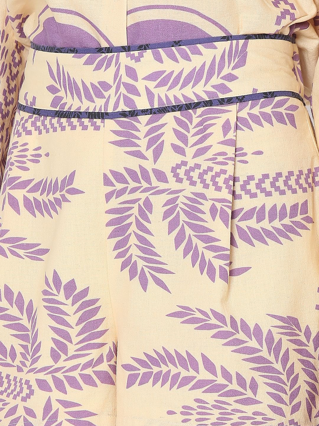 Beige Printed Co-Ord Set Shorts - Image 8