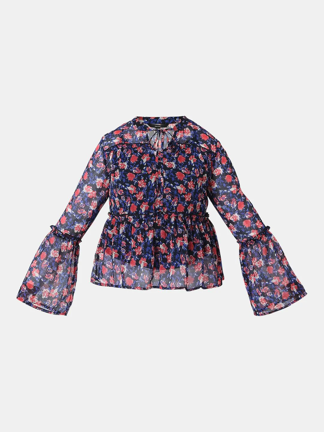 Dark Navy Floral Print Top - Image 7