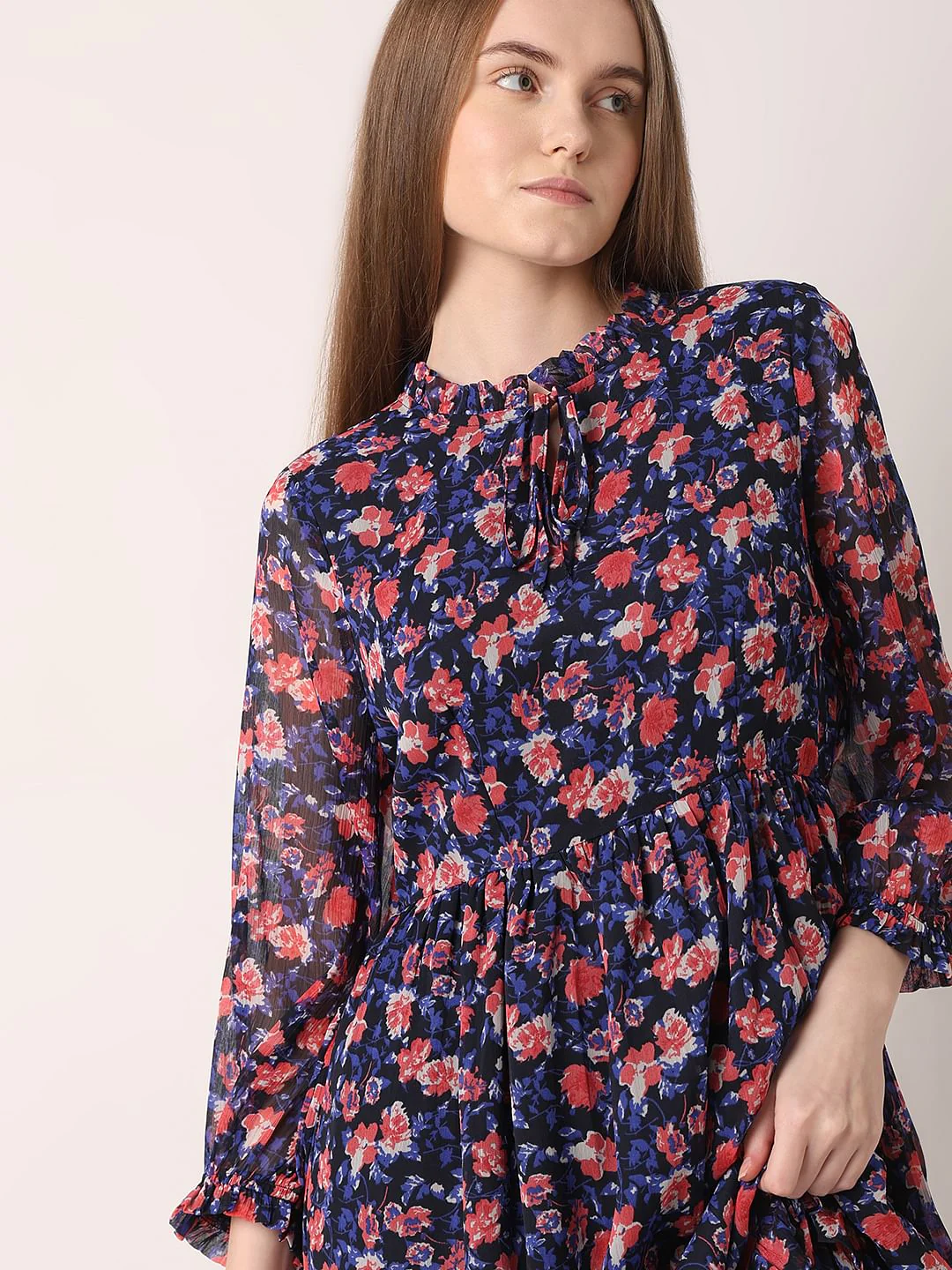 Dark Navy Floral Print Maxi Dress - Image 5
