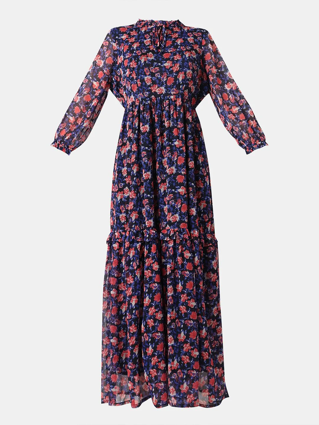 Dark Navy Floral Print Maxi Dress - Image 6