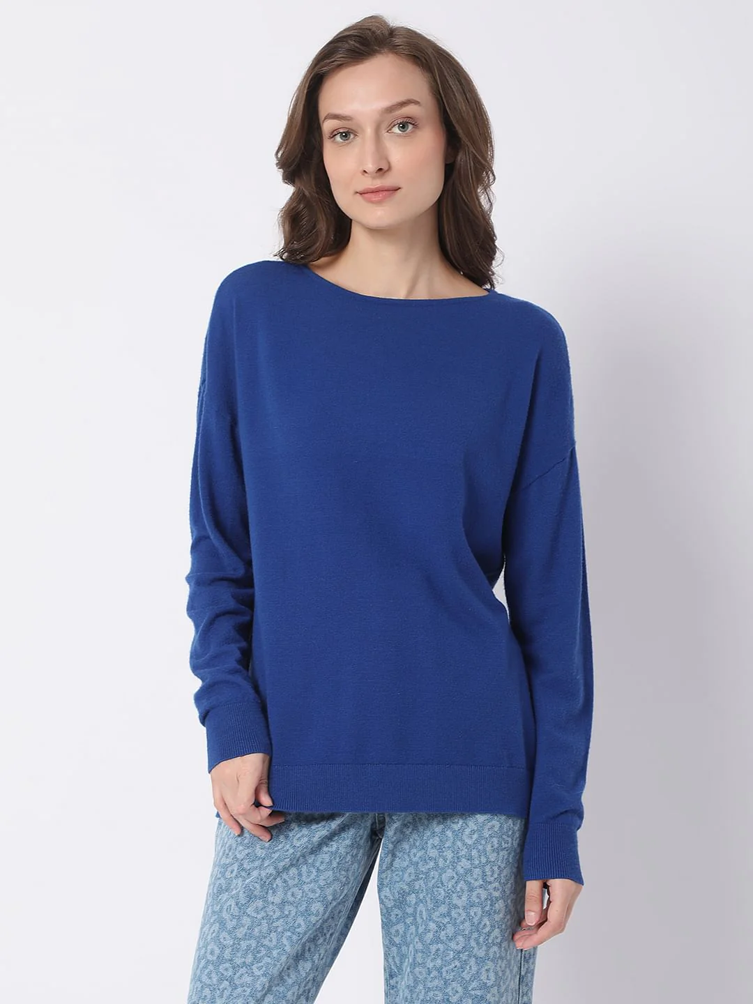 Blue Boat Neck Sweater - Image 2