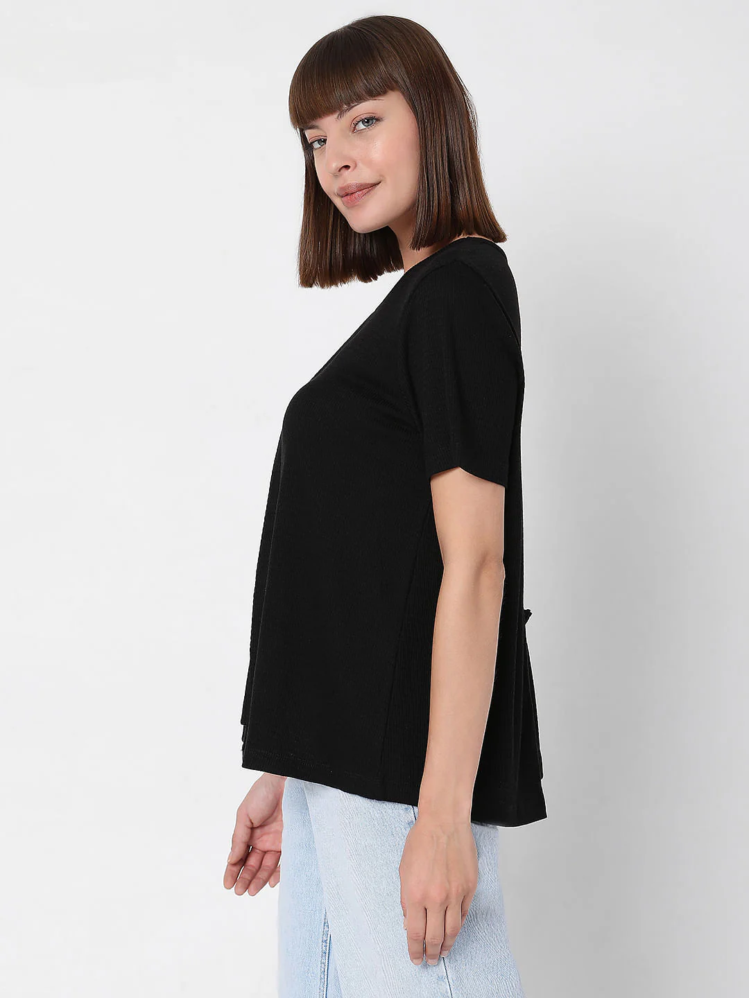 Black Textured T-Shirt - Image 3