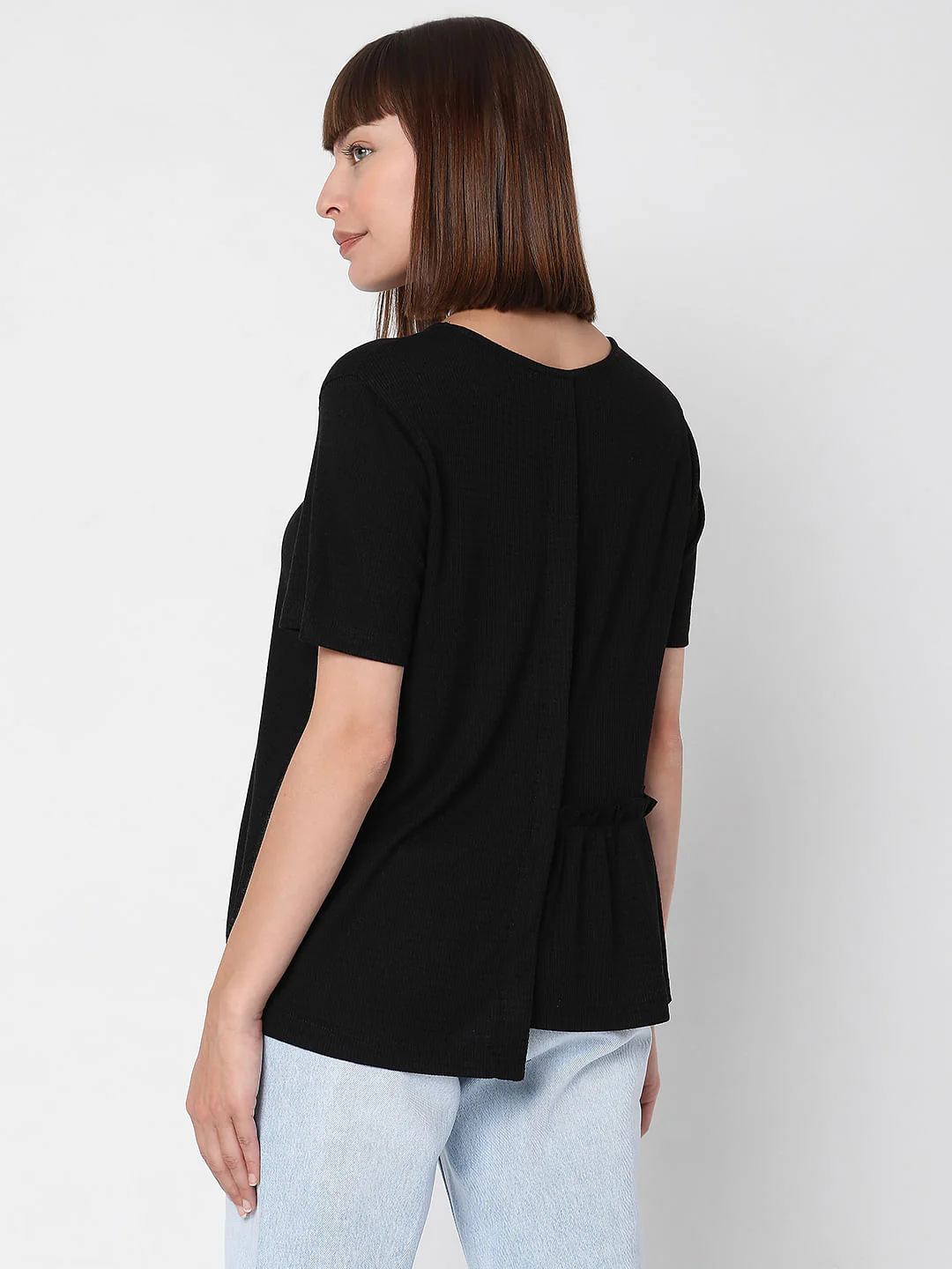Black Textured T-Shirt - Image 4
