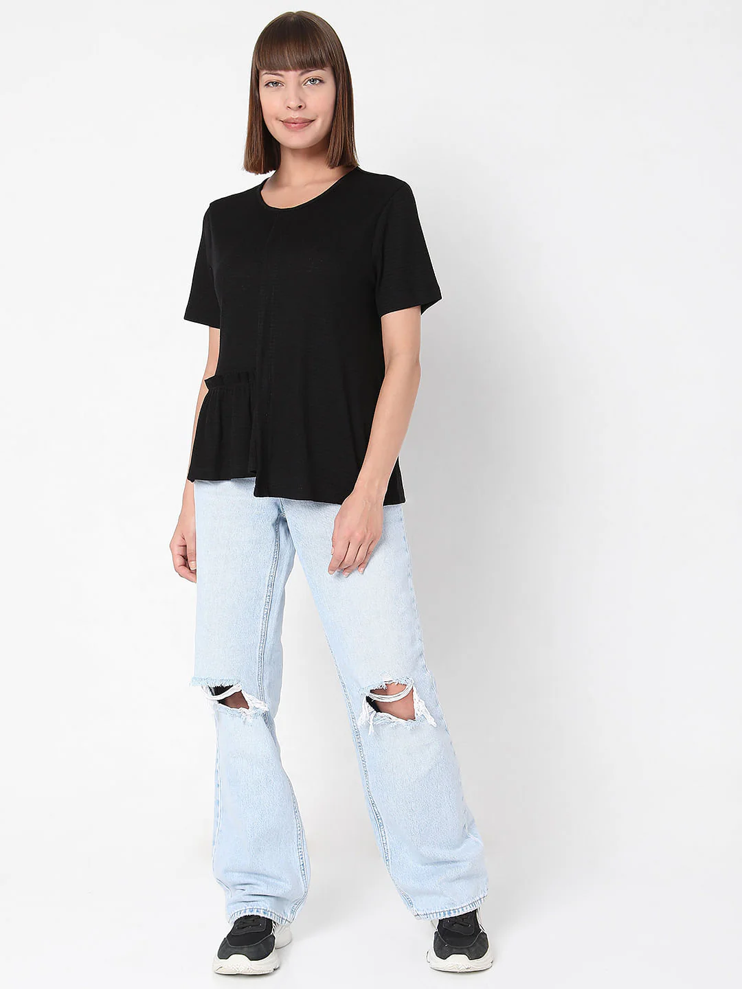 Black Textured T-Shirt - Image 5