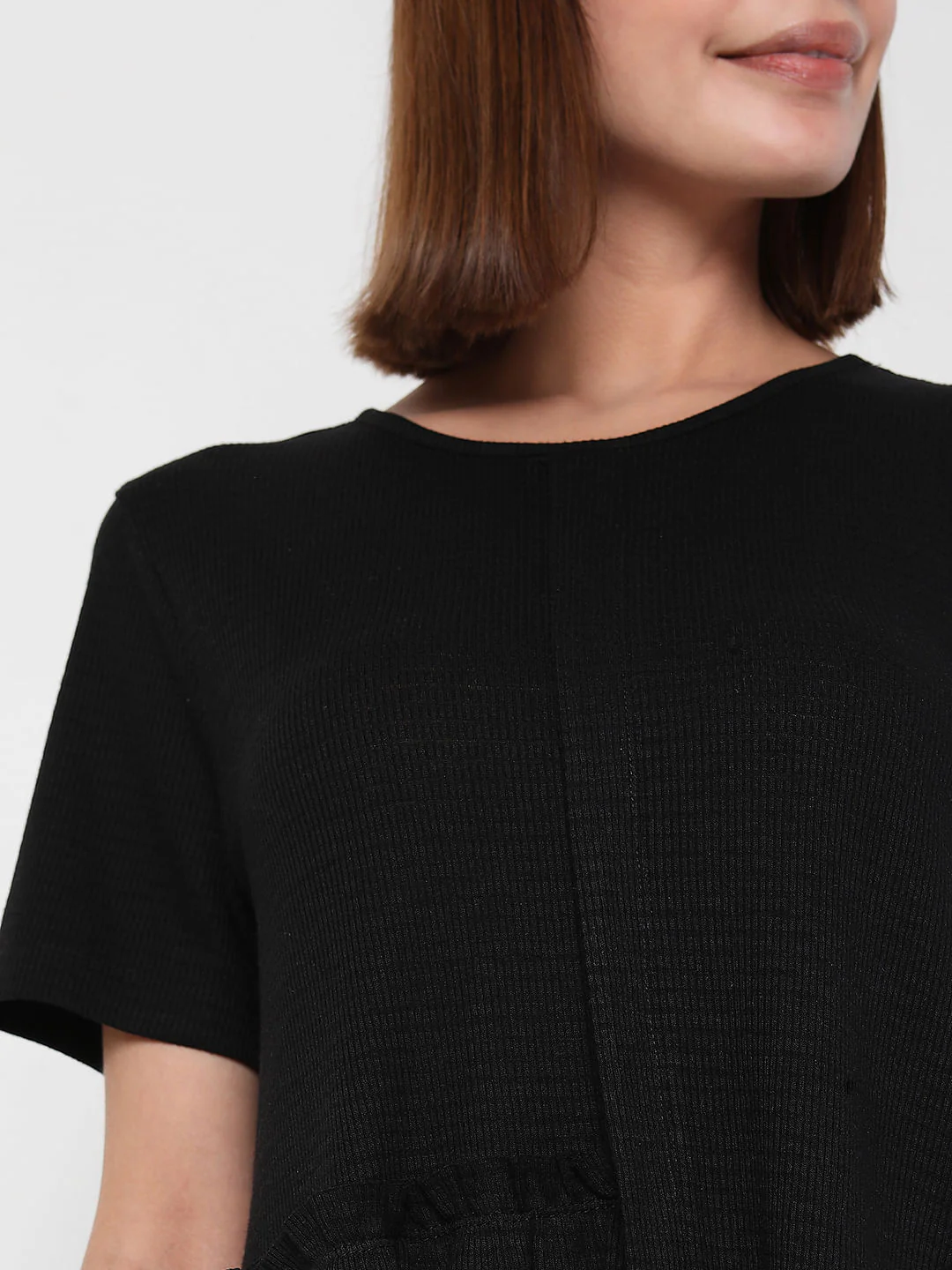 Black Textured T-Shirt - Image 6