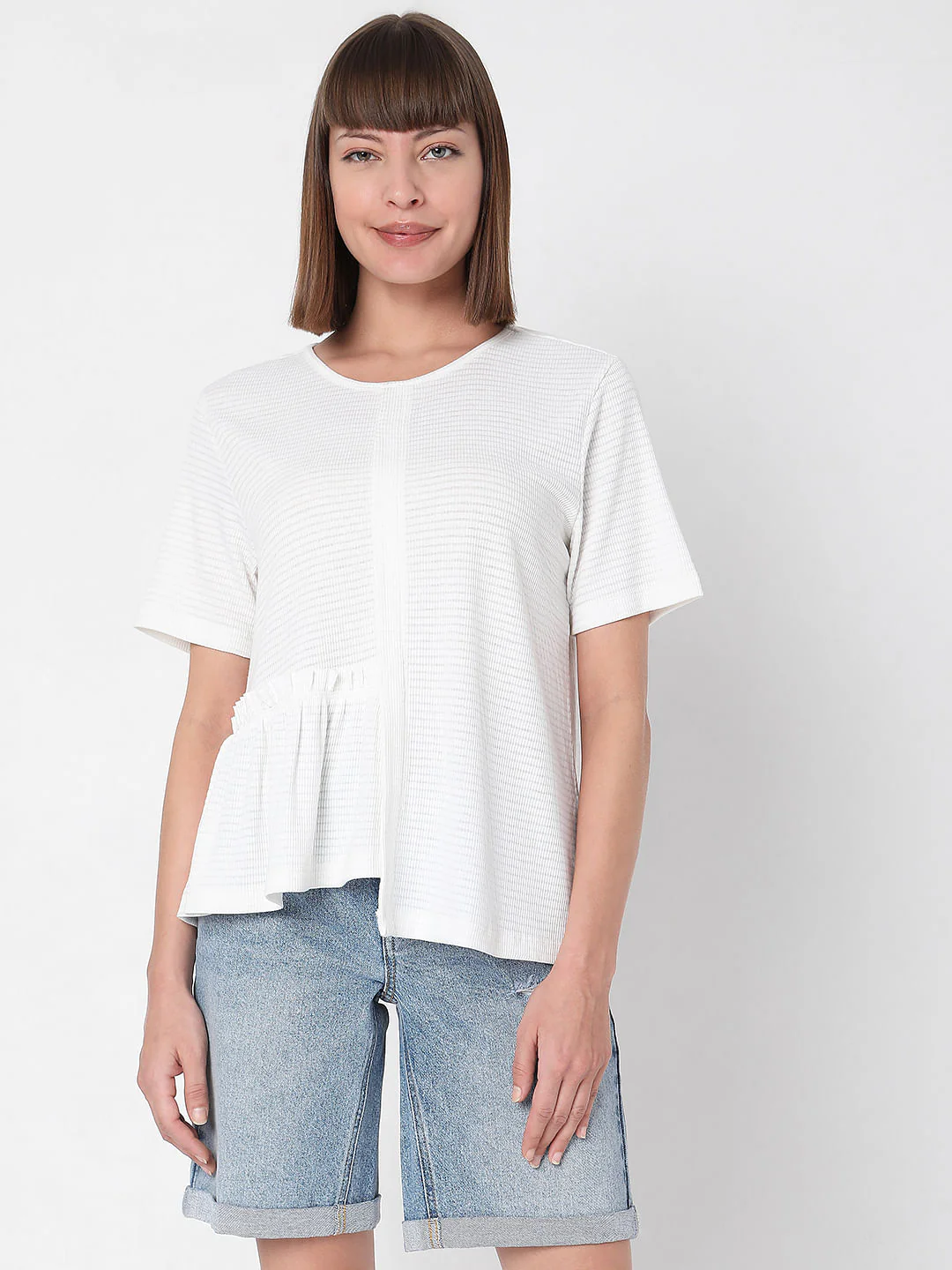 White Textured T-Shirt - Image 2