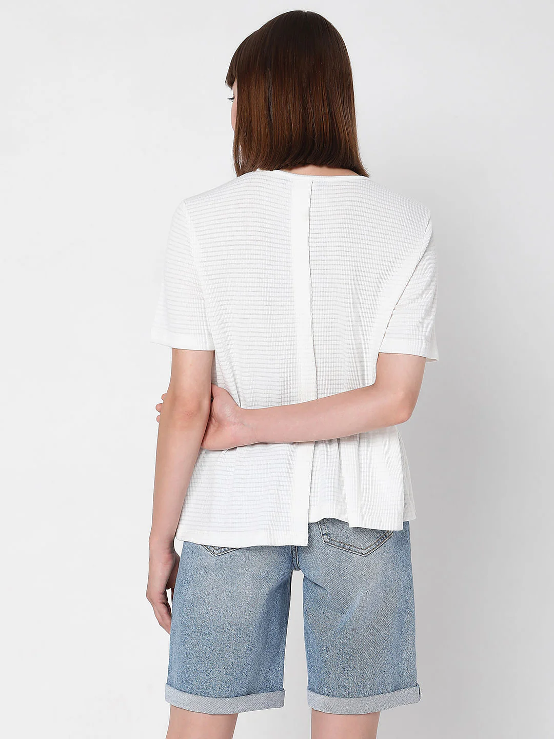 White Textured T-Shirt - Image 4