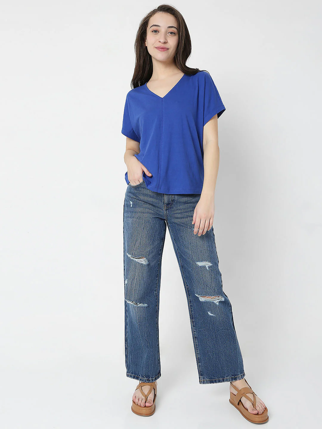 Blue Drop Shoulder T-Shirt - Image 5
