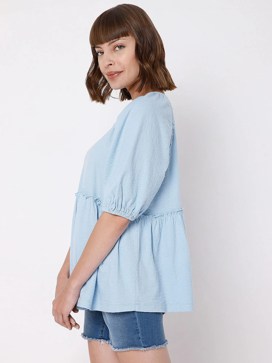 Blue Textured Top - Image 3