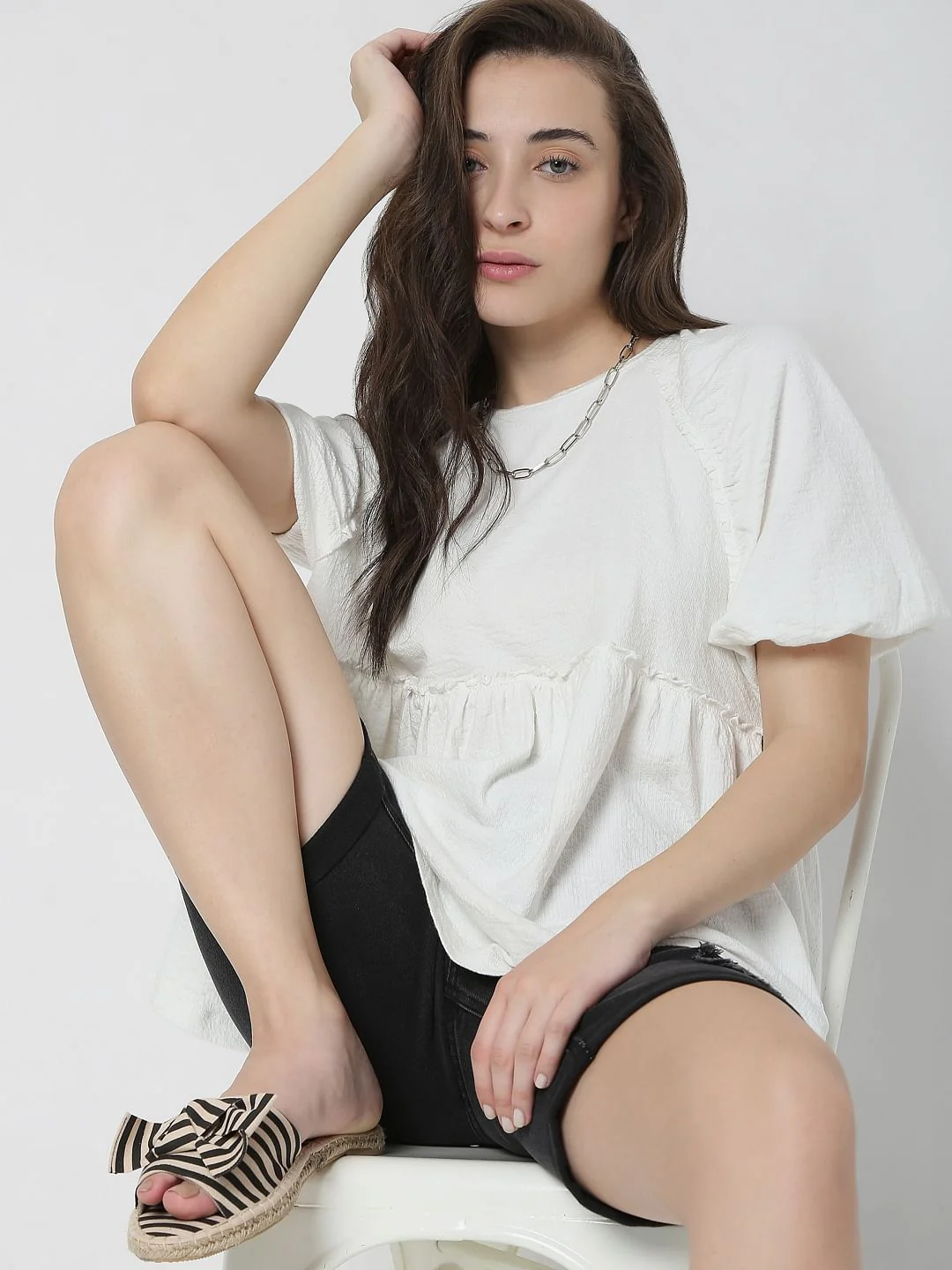 White Textured Top