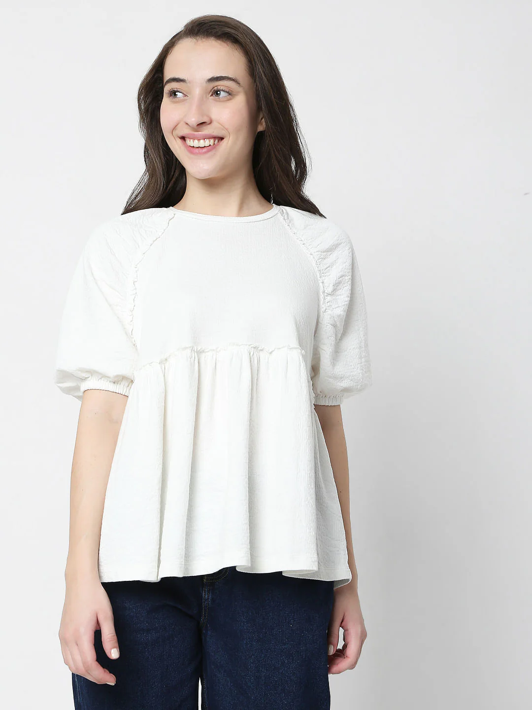 White Textured Top - Image 2