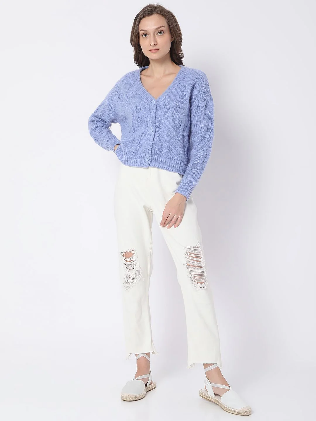 Blue Front Open Cardigan - Image 5
