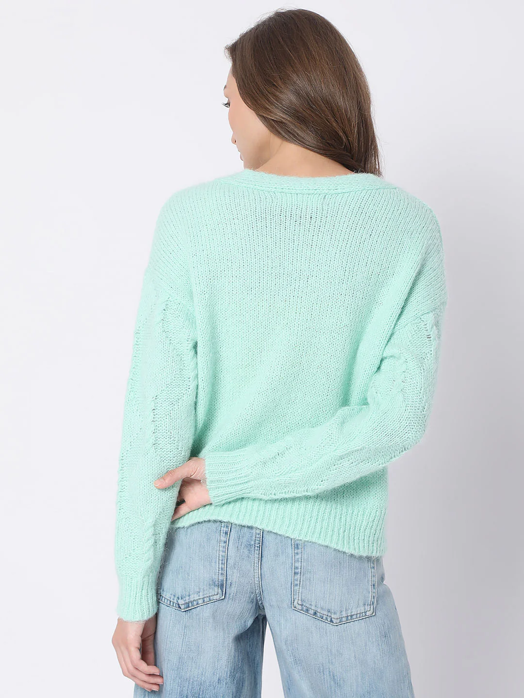 Green Front Open Cardigan - Image 4