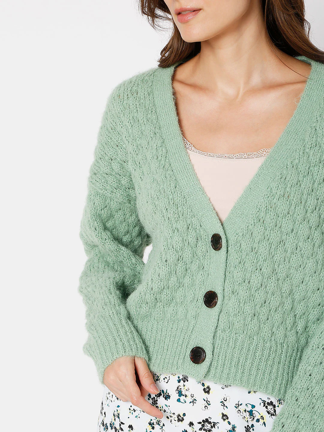 Green Drop Shoulder Cardigan - Image 6
