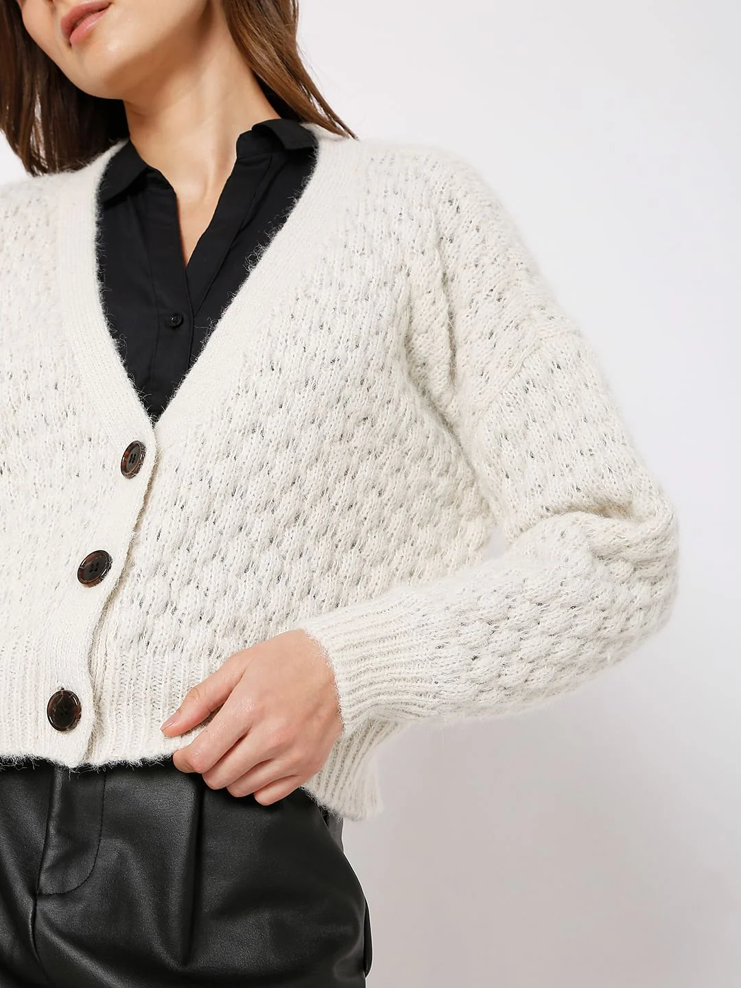 Beige Drop Shoulder Cardigan - Image 6