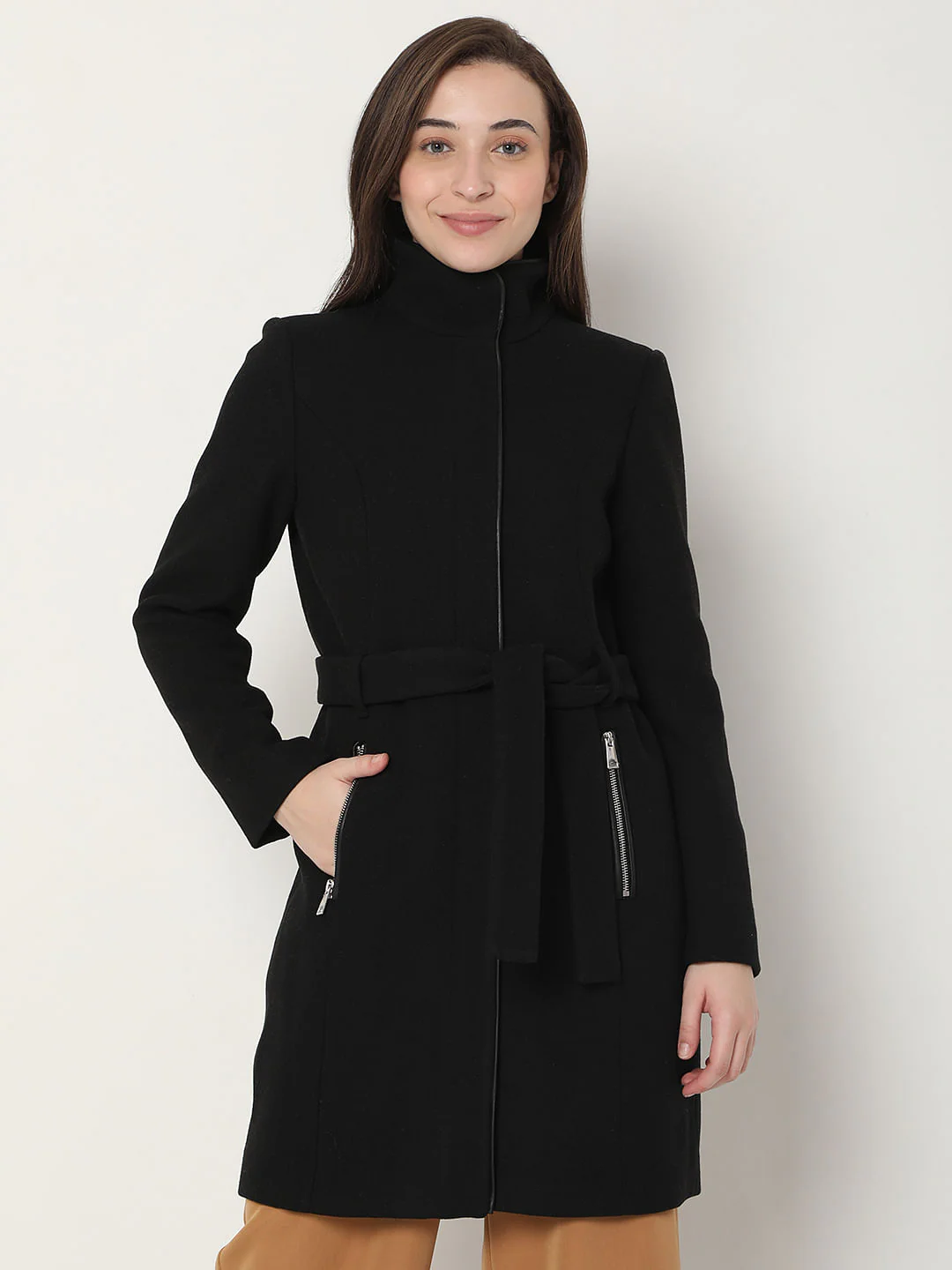 Black High Neck Coat - Image 2