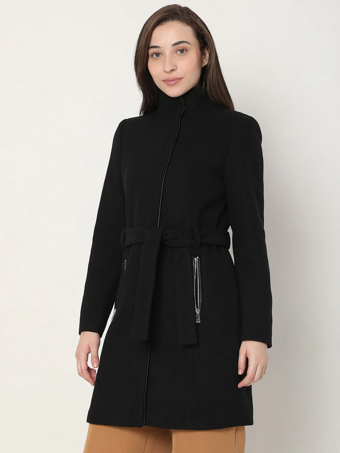 Black High Neck Coat - Image 3