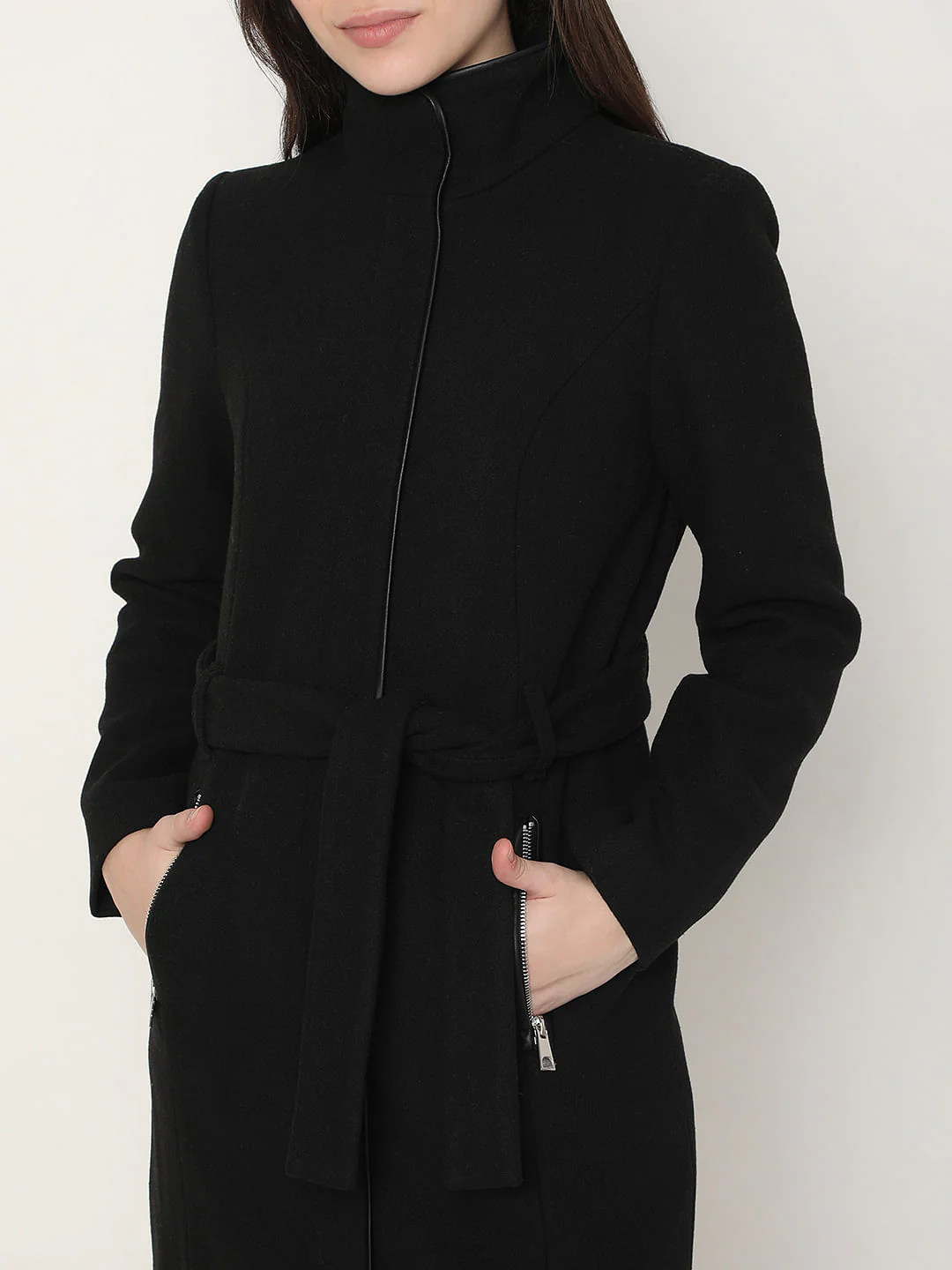Black High Neck Coat - Image 6