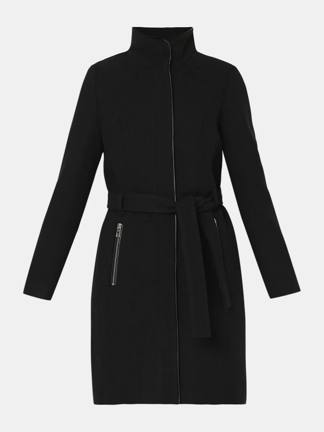 Black High Neck Coat - Image 7
