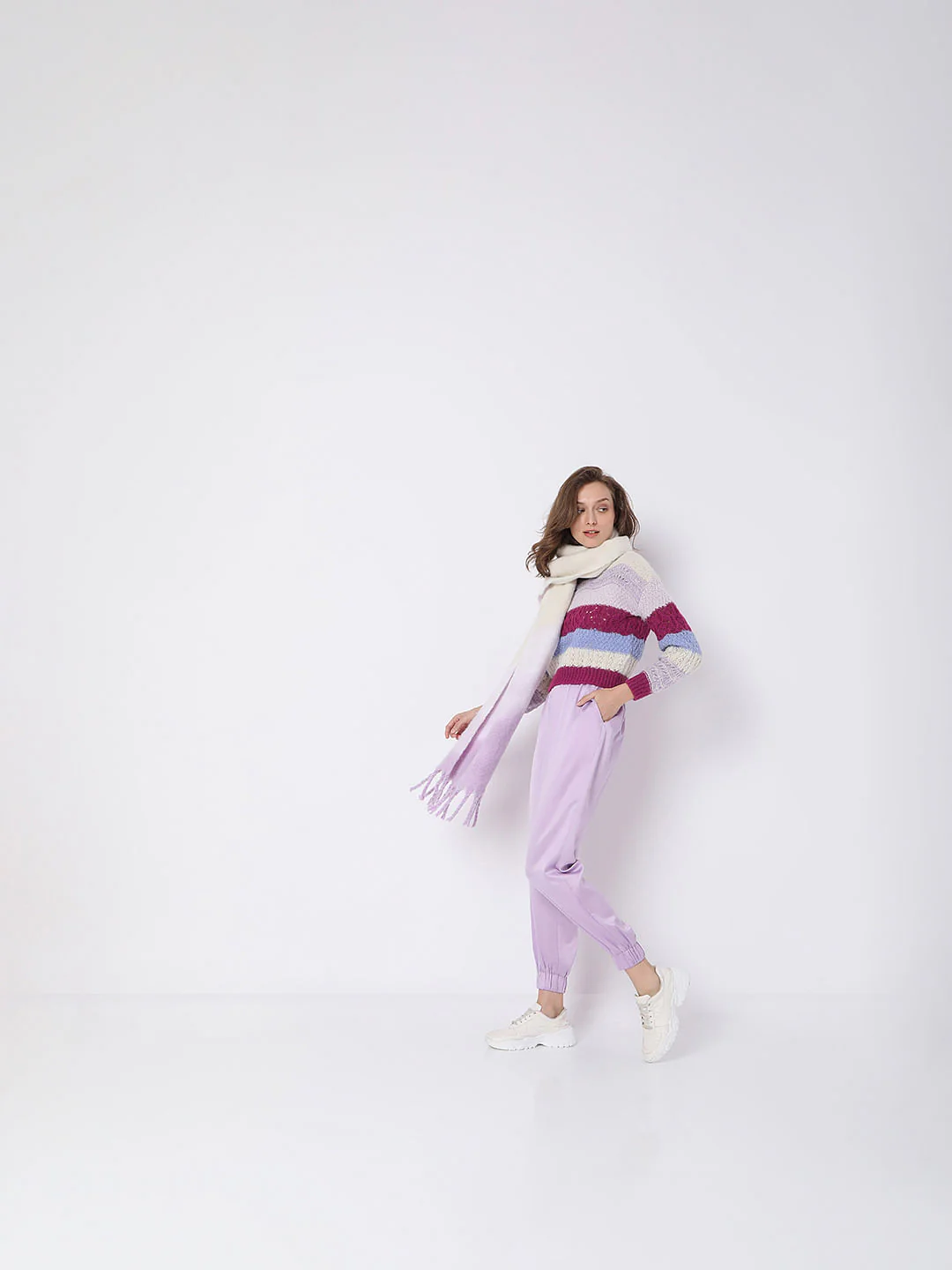 Purple Colourblocked Sweater