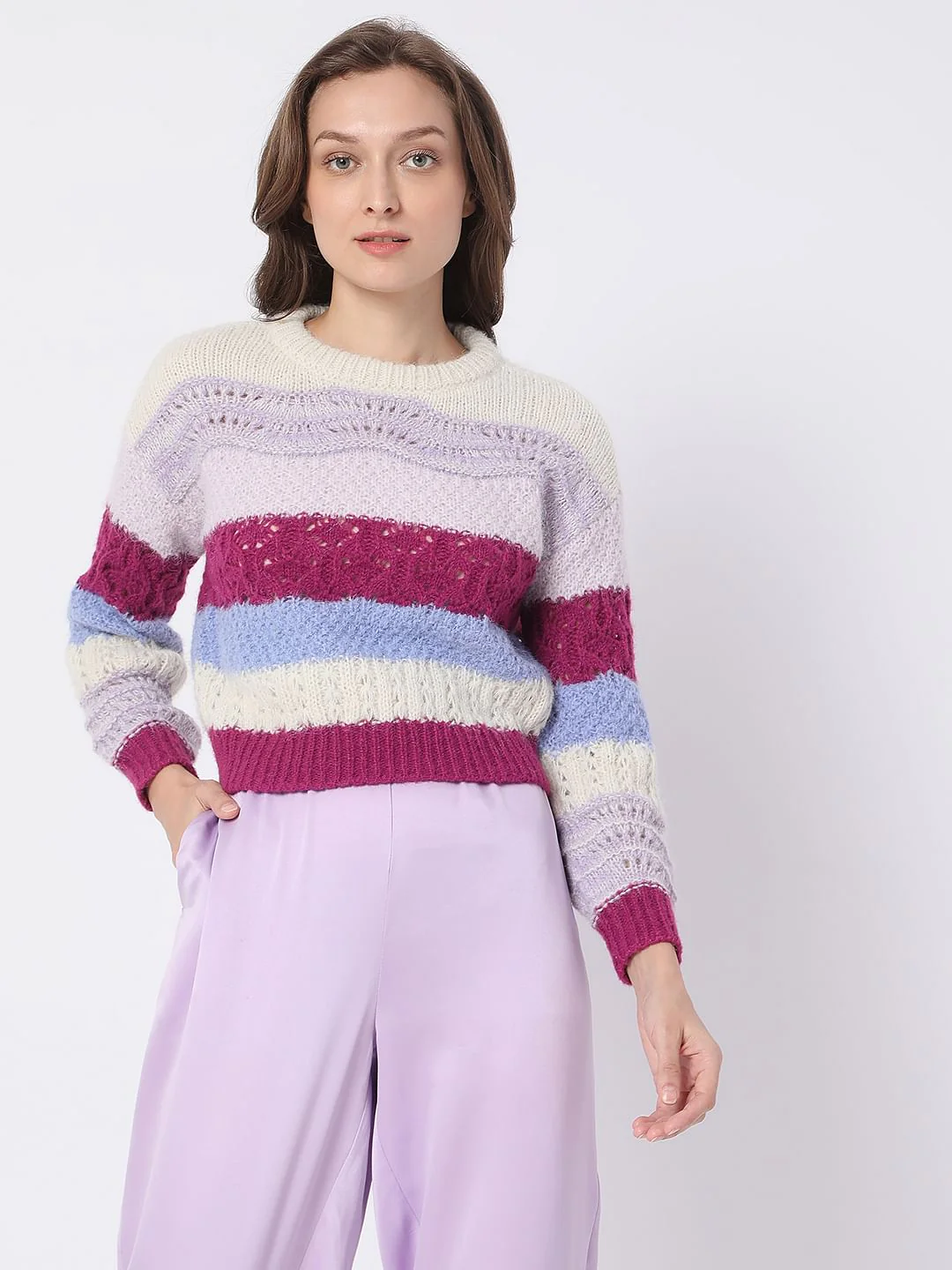 Purple Colourblocked Sweater - Image 2