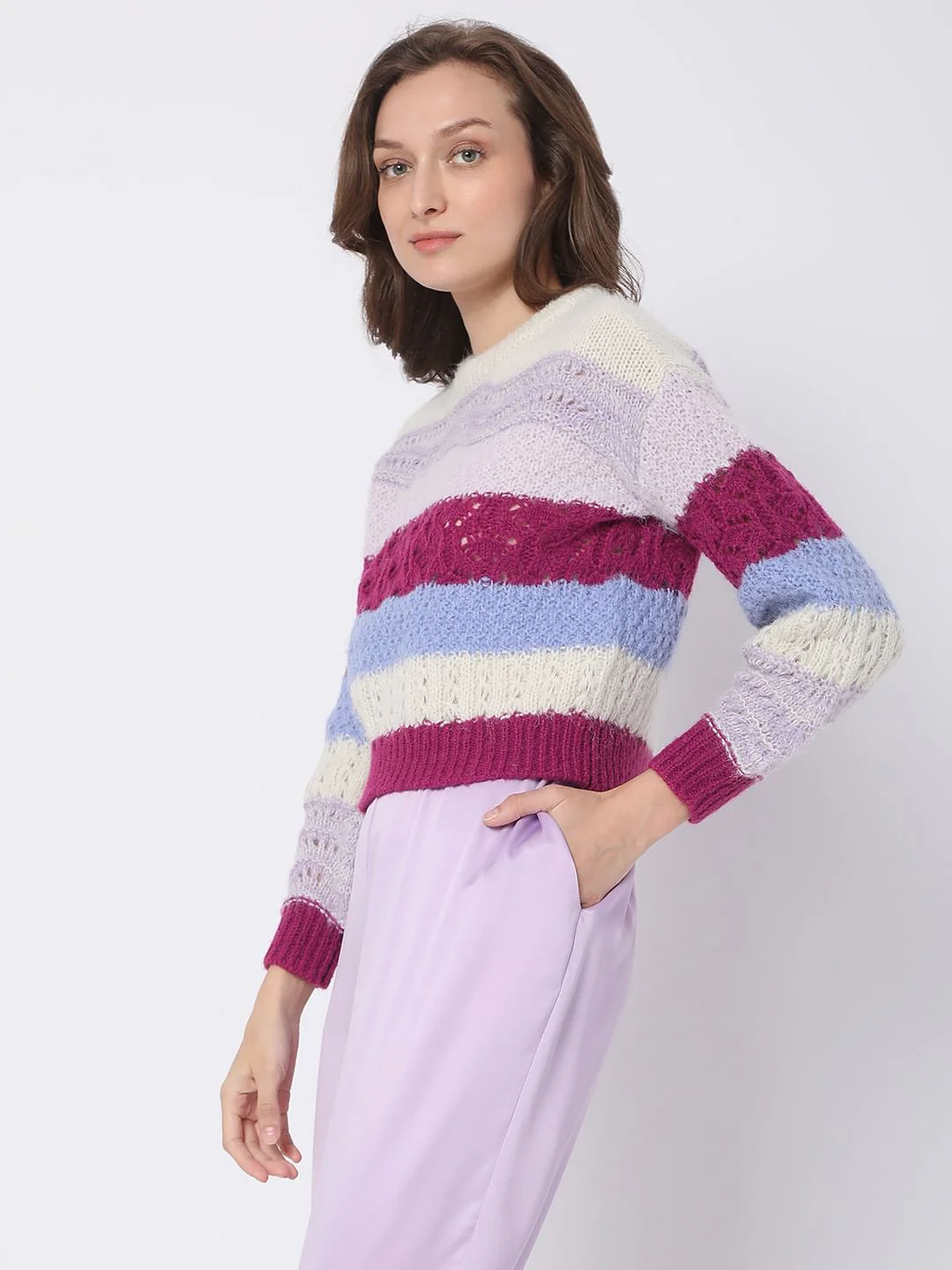 Purple Colourblocked Sweater - Image 3