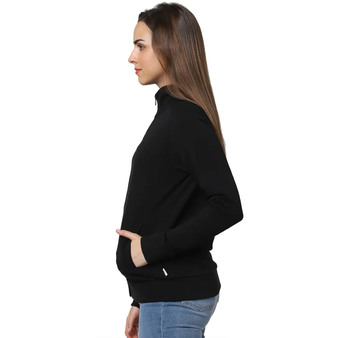 Black High Neck Zip-Up Jacket - Image 2