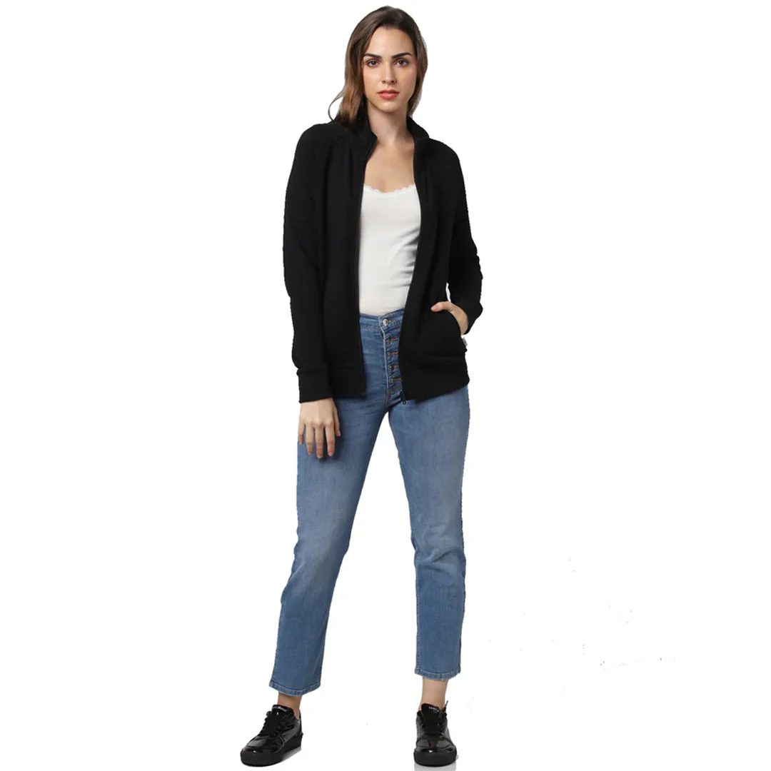Black High Neck Zip-Up Jacket - Image 6