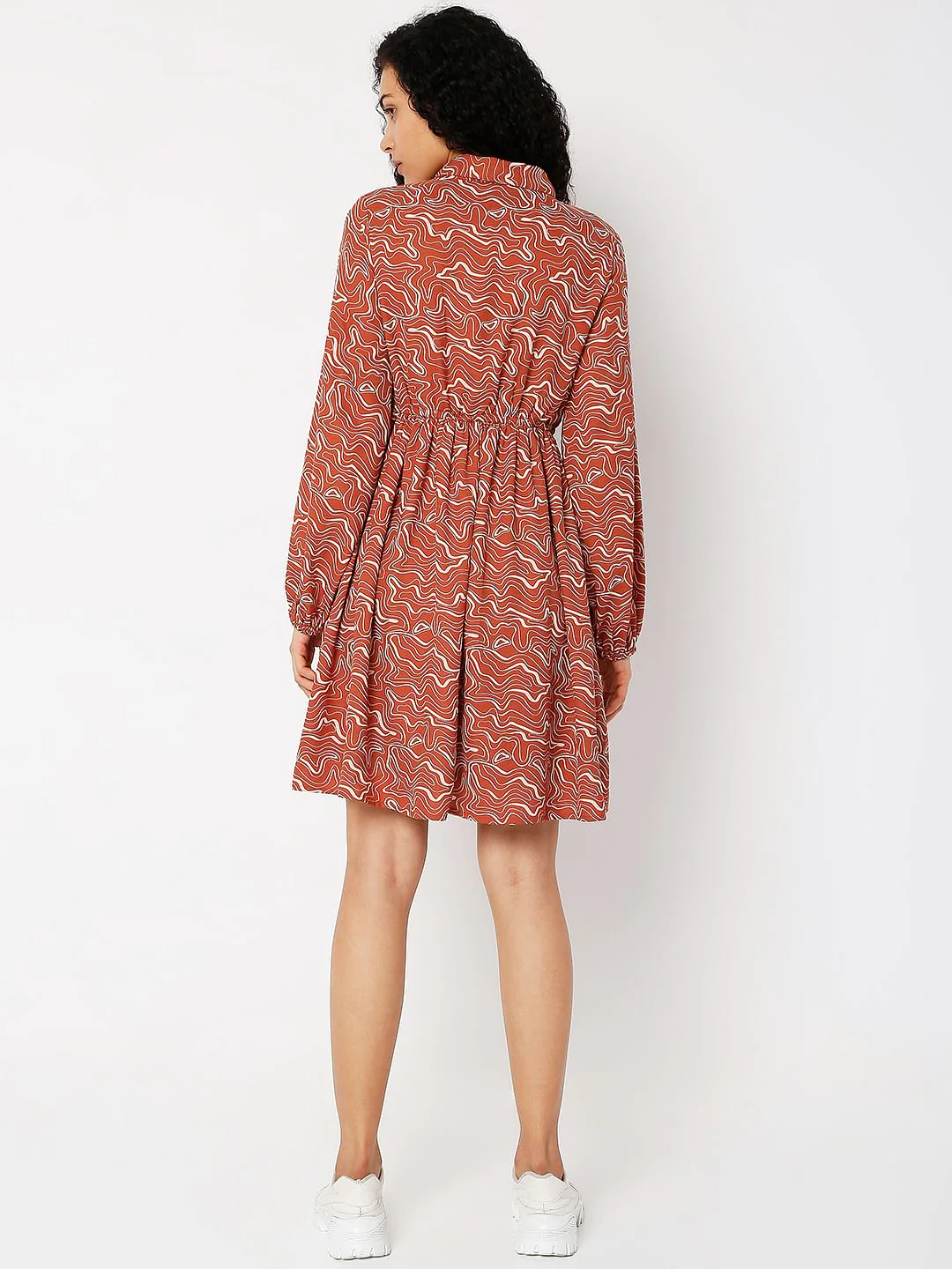Brown Printed Shirt Dress - Image 3